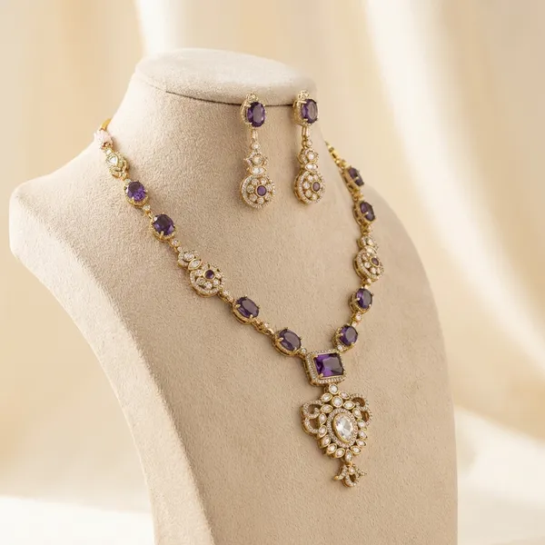 Purple_Brass_Necklace_Set_For_Women