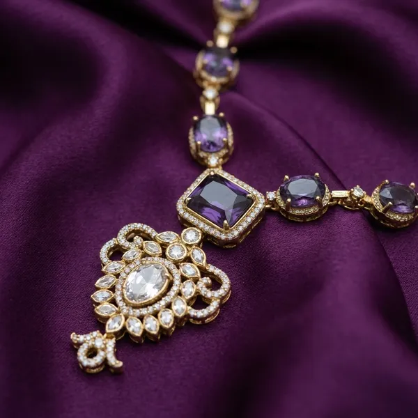 Purple_Brass_Necklace_Set_For_Women