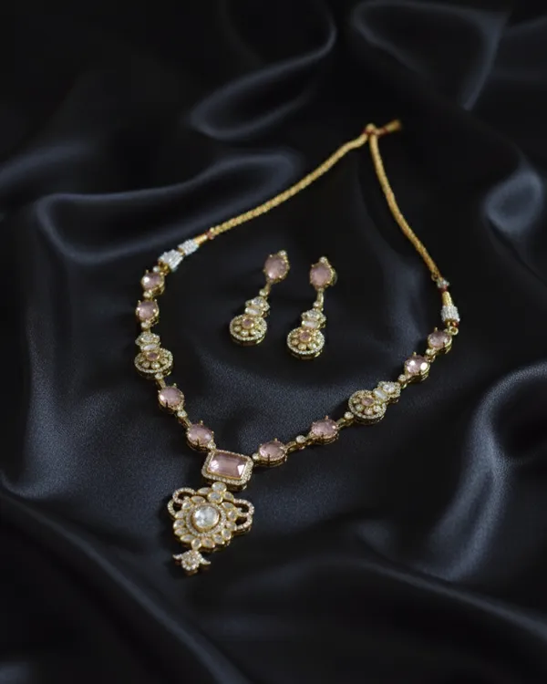 Pink_Brass_Necklace_Set_For_Women