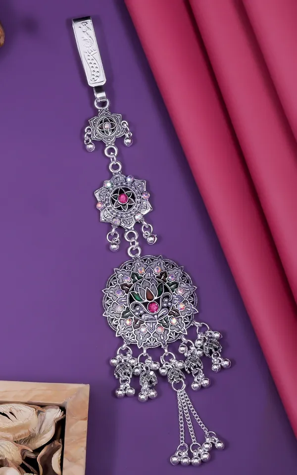 Oxidized_Silver_Pink_Gemstones_Lotus_Charm_Decorative_Hanging