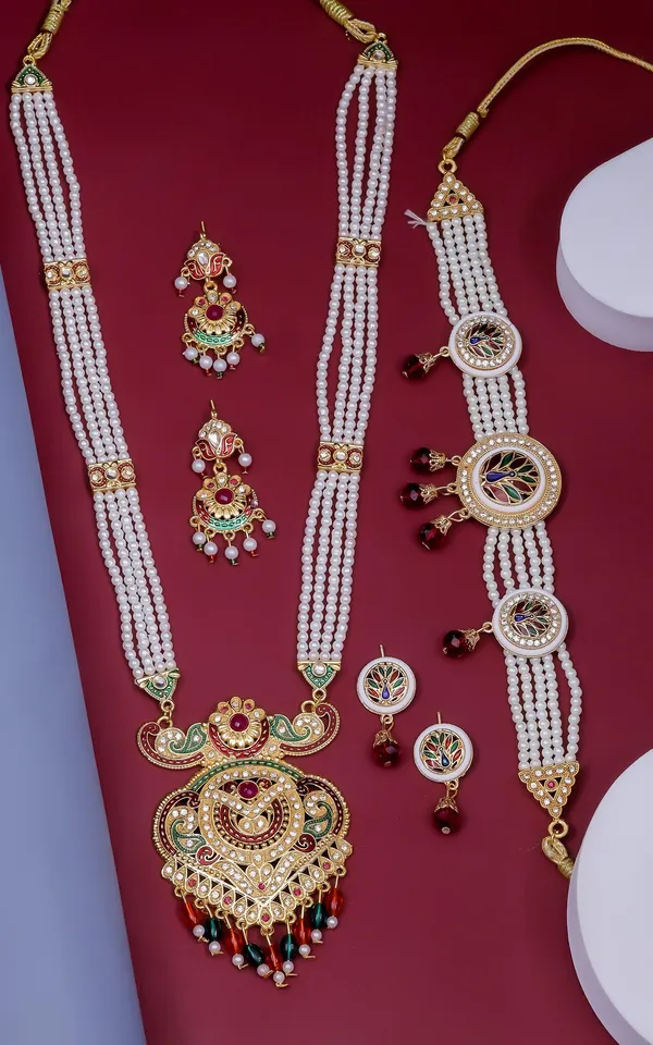 Gold_Plated_Pearl_Meenakari_Work_Traditional_Bridal_Festive_Necklace_Set