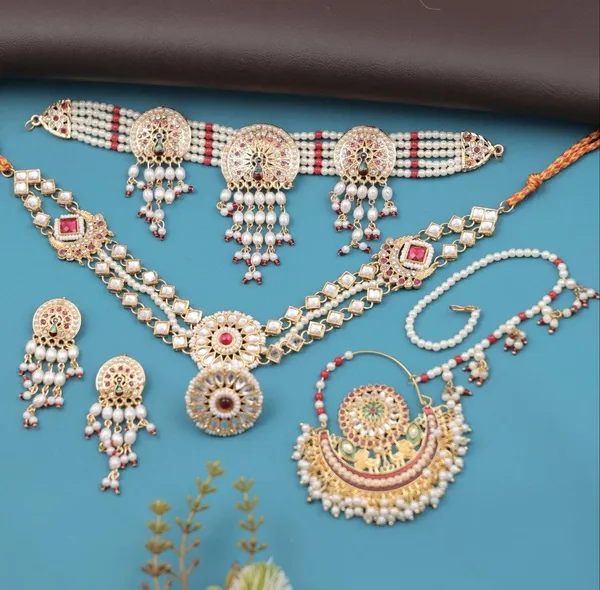 Kundan_Pearl_Red_Stones_Bridal_Jewellery_Set