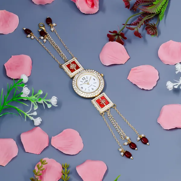 Royal_Kashmiri_Kundan_Chain_Bracelet_Watch_with_Pearl_Drops
