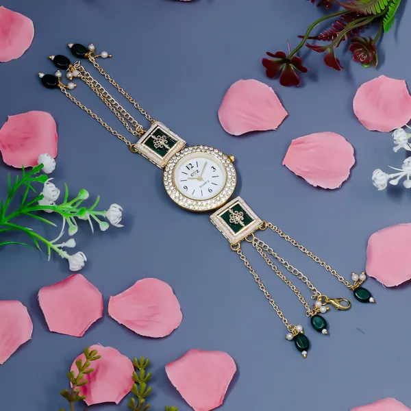 Royal_Kashmiri_Kundan_Chain_Bracelet_Watch_with_Pearl_Drops