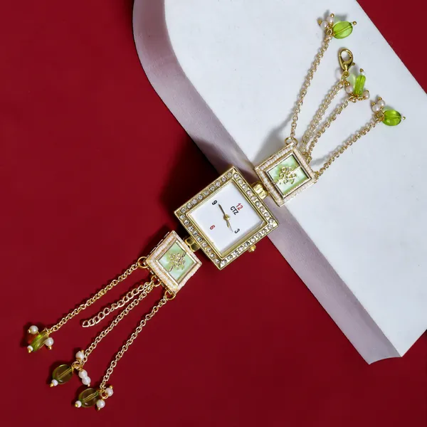 Royal_Kashmiri_Kundan_Chain_Bracelet_Watch_with_Pearl_Drops