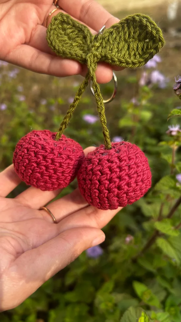 Handmade_Crochet_Cherry_Ornament_Set_-_Red_Cherries_with_Green_Leaf(Pack_of_2)