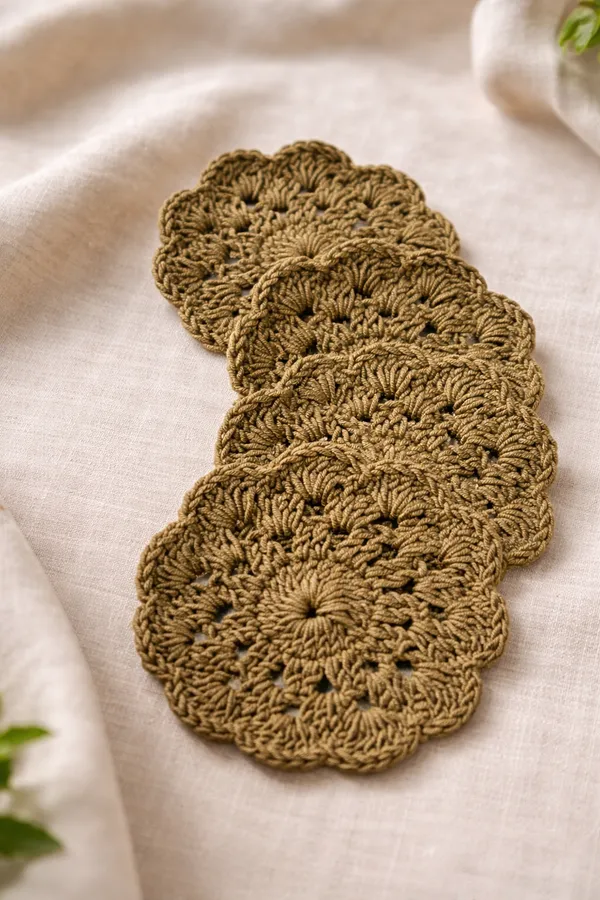 Handmade_Crochet_Coasters_Set_-_Olive_Green_Flower_Design_(Set_of_4)