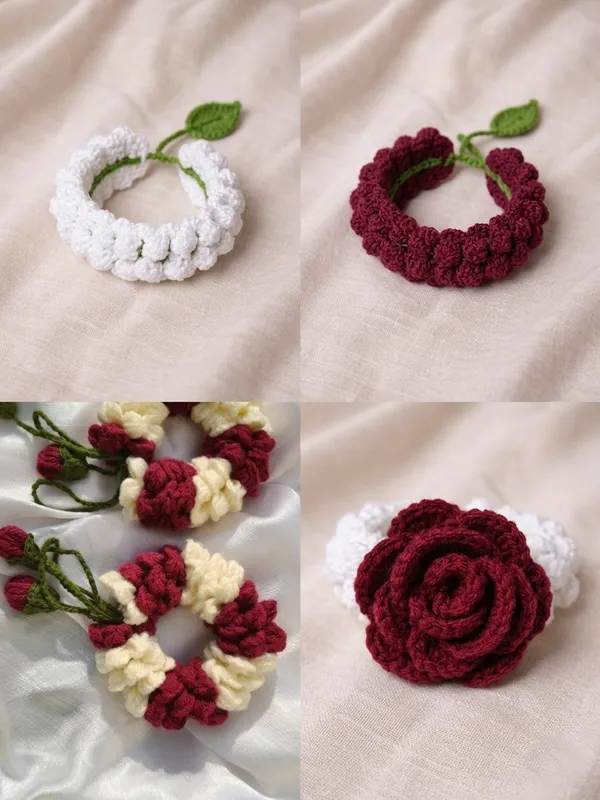 Handmade_Crochet_Flower_Wrist_Band_Bracelet_-_Set_of_2