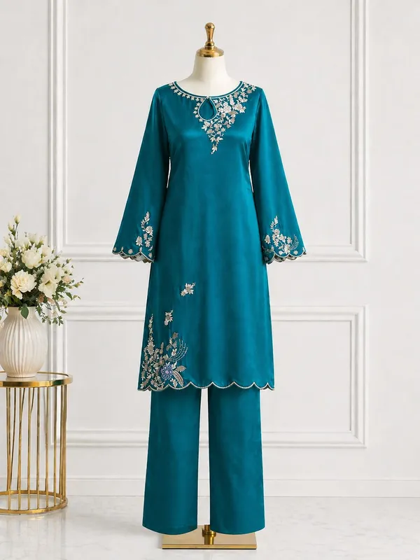 Rama_Cotton_Blend_with_Golden_Zari_Co-Ord_Set
