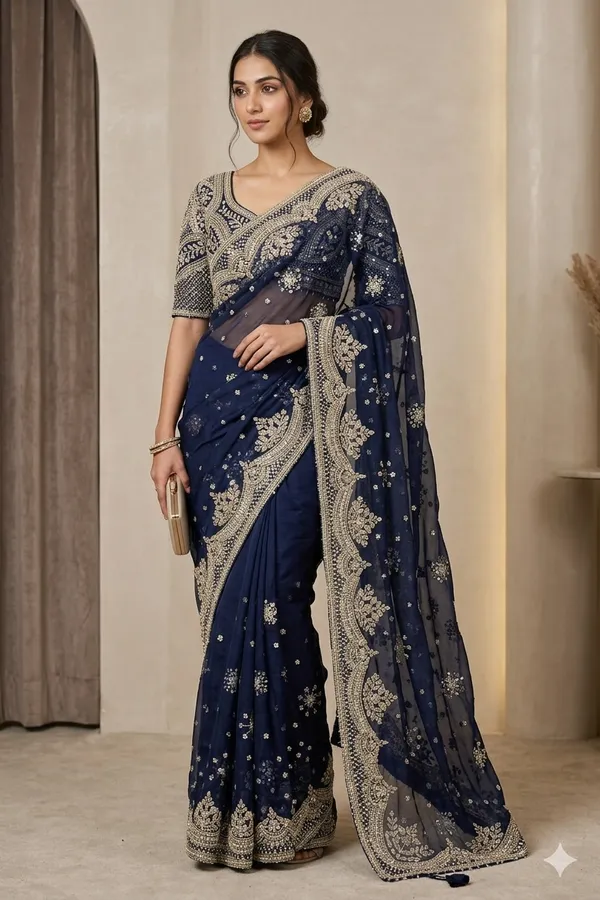 Navy_Blue_Embellished_Saree_Blouse_With_Intricate_Beadwork_And_Pearl_Detailing