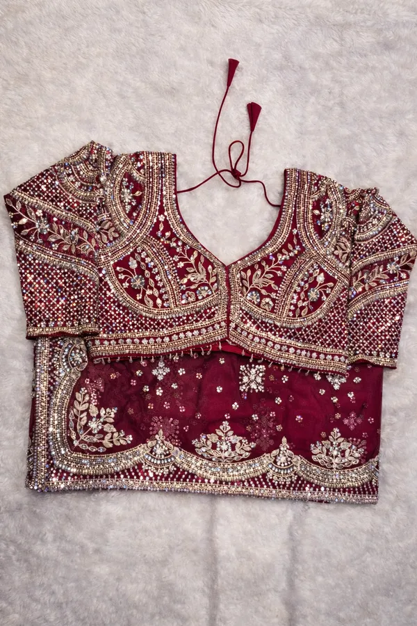 Maroon_Embellished_Saree_With_Heavy_Work_Blouse