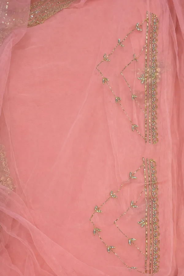 Pink_Embroidered_Net_Saree_With_Golden_Border_And_Embellishments
