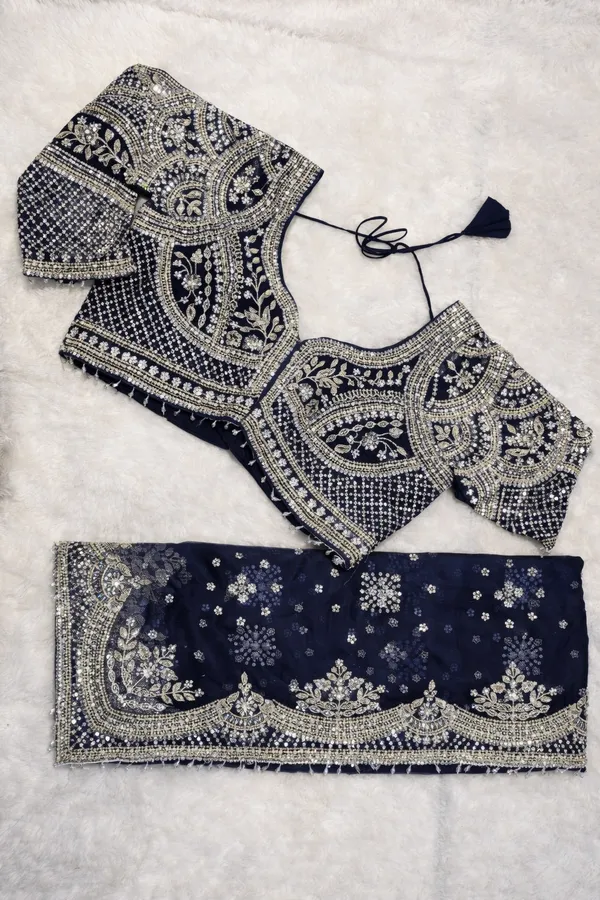 Navy_Blue_Embellished_Saree_Blouse_With_Intricate_Beadwork_And_Pearl_Detailing