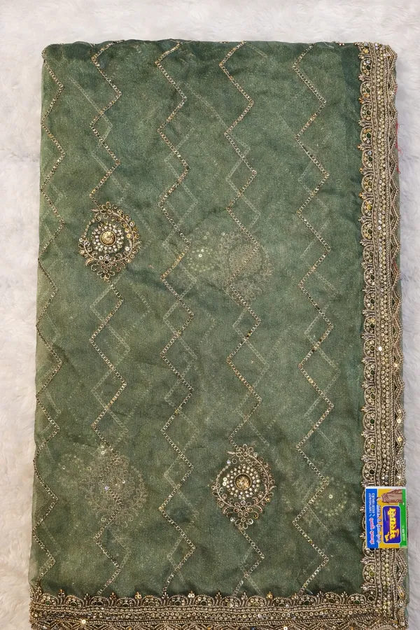 Mint_Green_Embroidered_Organza_Saree_With_Heavy_Embellished_Blouse