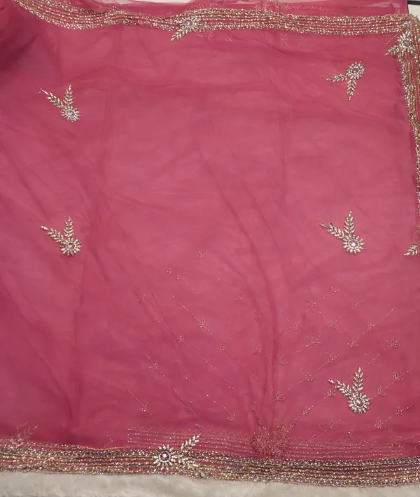 Pink_Organza_Saree_With_Golden_Embroidery_And_Sequin_Work