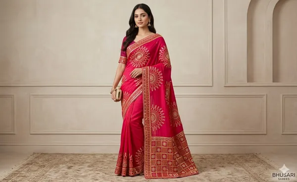 Traditional_Red_Banarasi_Silk_Saree_With_Golden_Zari_Work