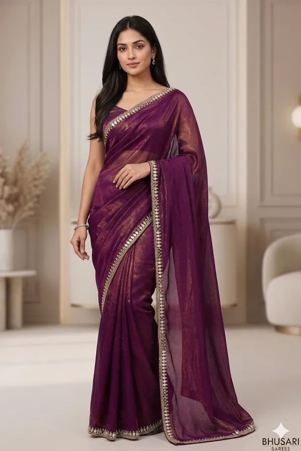 Elegant_Magenta_Saree_With_Golden_Border_And_Embellished_Edging