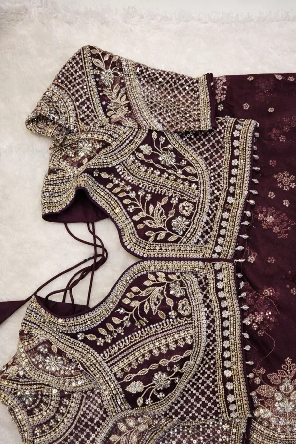 Maroon_Embellished_Saree_With_Designer_Blouse