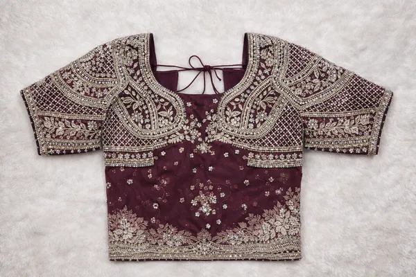 Maroon_Embellished_Saree_With_Designer_Blouse
