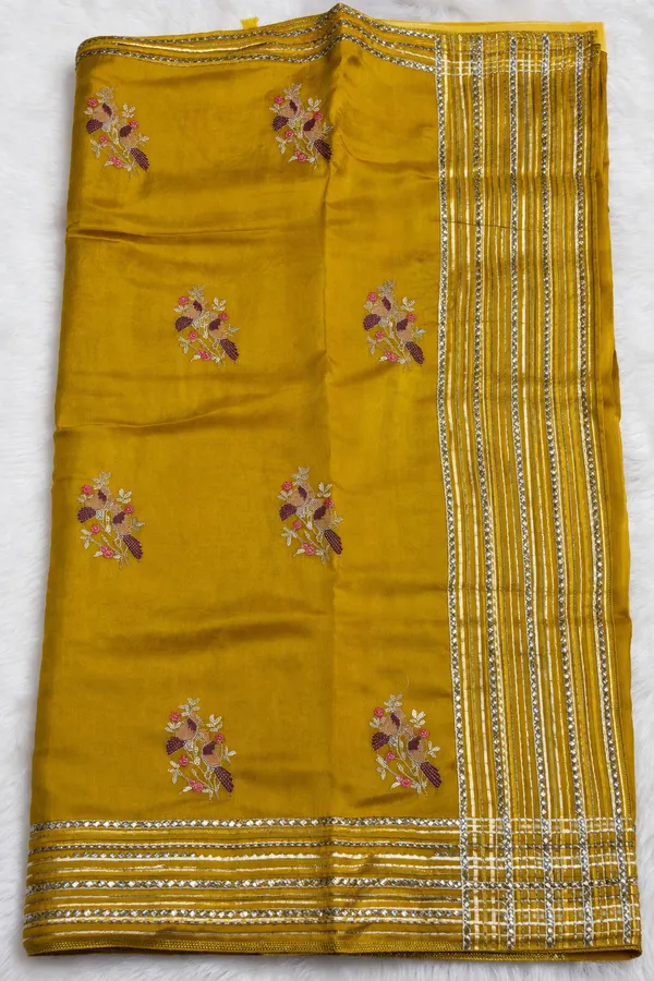 Mustard_Yellow_Silk_Saree_With_Floral_Embroidery_And_Gota_Patti_Work