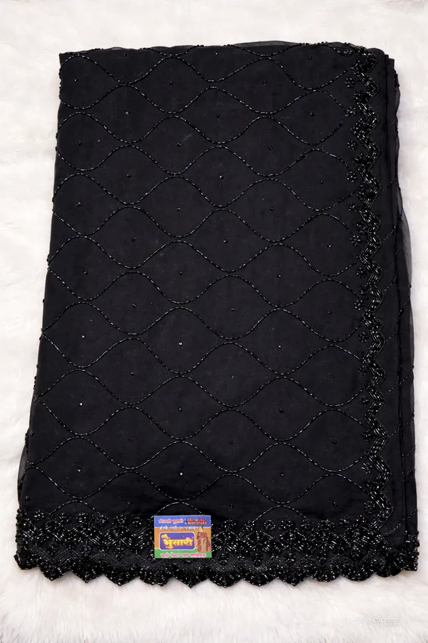Black_Net_Saree_With_Embellished_Border_And_Sequin_Work