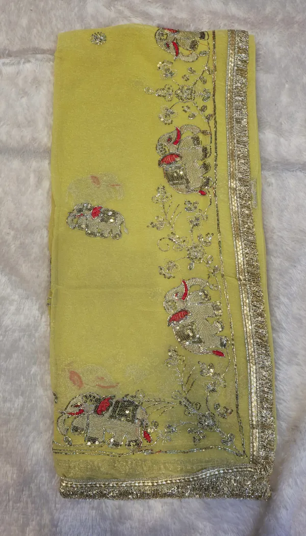 Elegant_Yellow_Embroidered_Georgette_Saree_With_Golden_Zari_Work