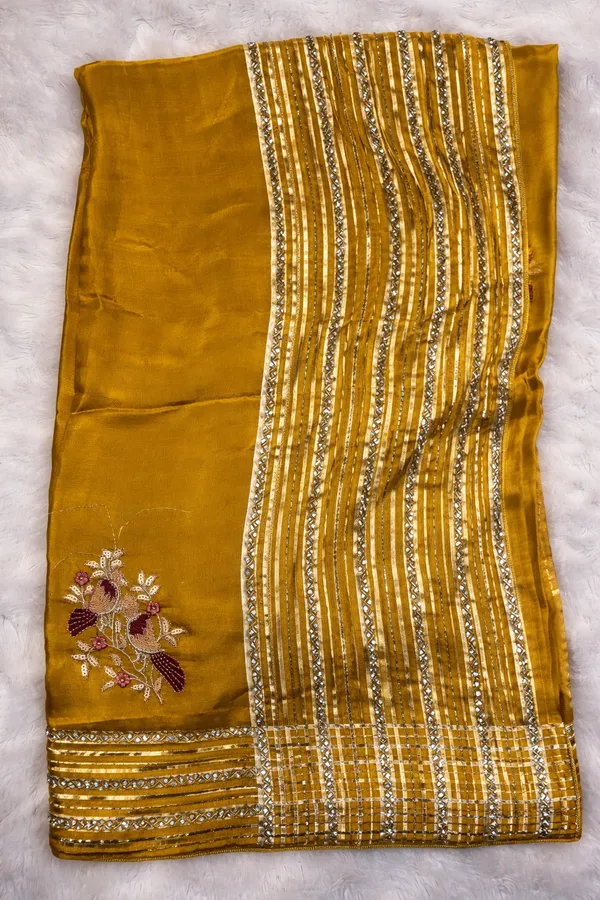 Mustard_Yellow_Silk_Saree_With_Floral_Embroidery_And_Gota_Patti_Work
