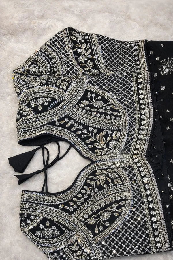 Black_Net_Saree_With_Silver_Embellished_Blouse