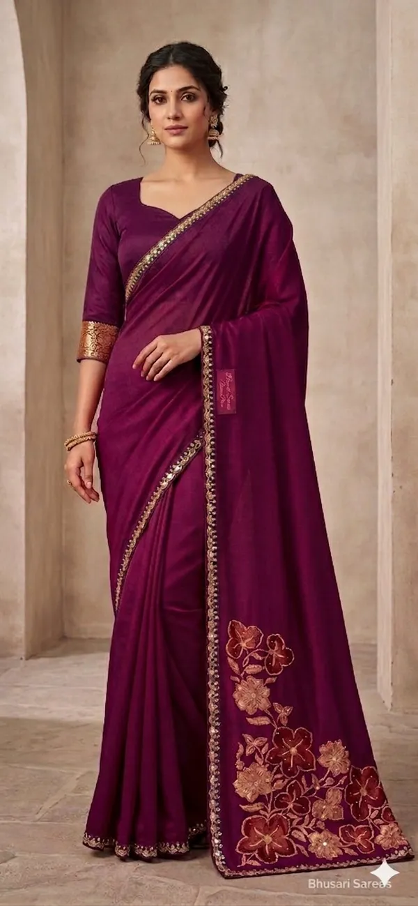Purple_Silk_Saree_With_Floral_Embroidery_And_Golden_Border