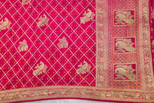 Rani_Pink_Banarasi_Silk_Saree_With_Golden_Zari_Work