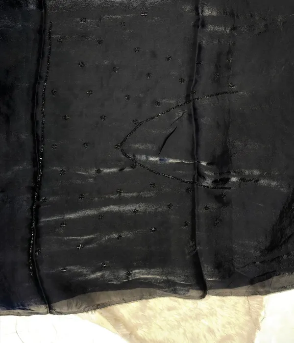 Black_Georgette_Saree_With_Embellished_Border_And_Sequin_Work