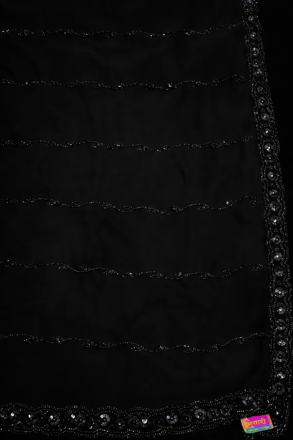 Elegant_Black_Sequin_Border_Georgette_Saree_With_Blouse_Piece