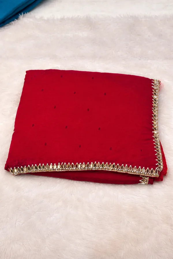 Elegant_Red_Saree_With_Golden_Embellished_Border