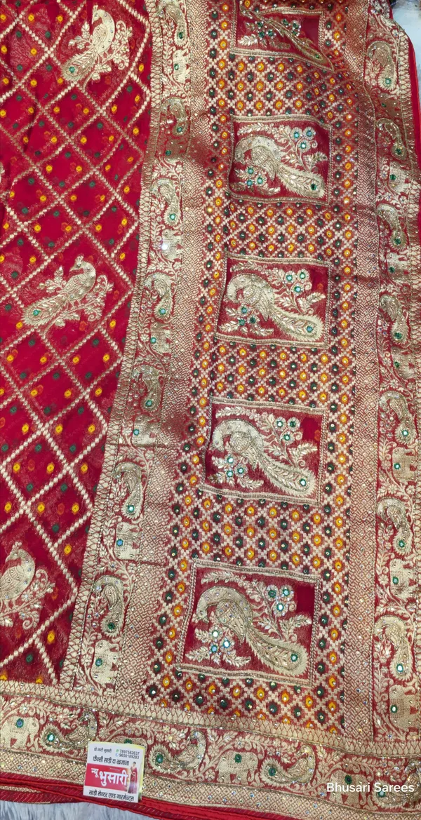 Traditional_Red_Banarasi_Silk_Saree_With_Golden_Zari_Work_And_Green_Stone_Embellishments