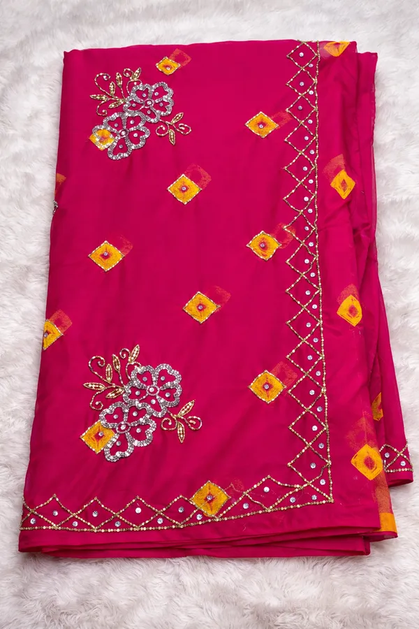 Pink_Georgette_Embroidered_Saree_With_Sequin_Work