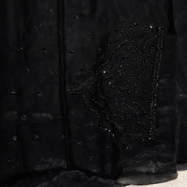 Black_Georgette_Saree_With_Embellished_Border_And_Sequin_Work