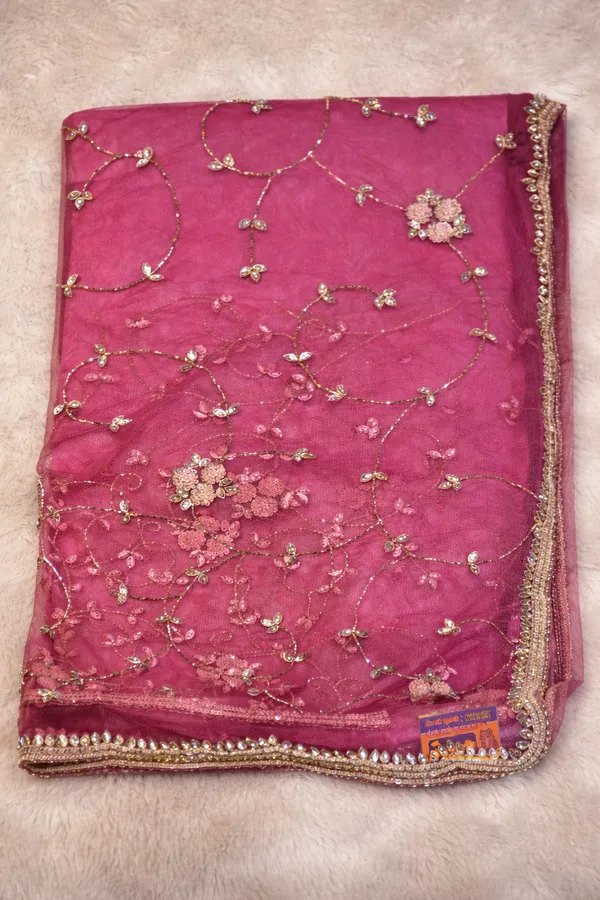 Pink_Embroidered_Net_Saree_With_Floral_Sequin_Work
