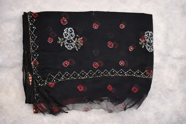 Black_Embroidered_Saree_With_Floral_And_Geometric_Motifs