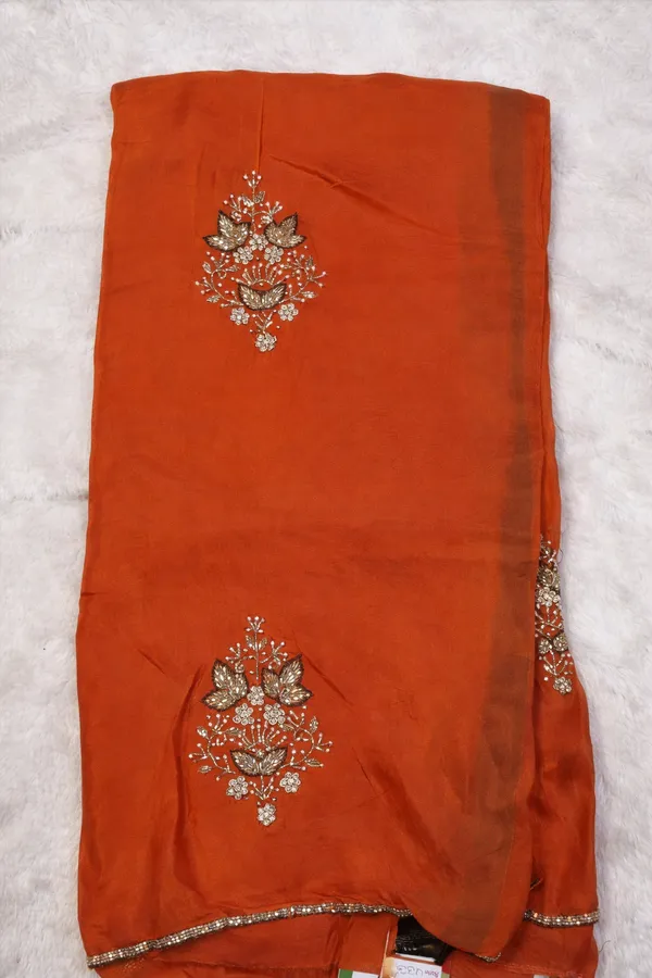 Elegant_Orange_Georgette_Saree_With_Embellished_Gota_Patti_Work