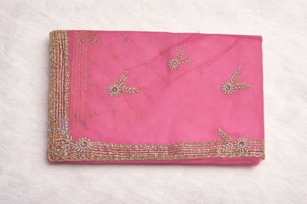 Pink_Organza_Saree_With_Golden_Embroidery_And_Sequin_Work