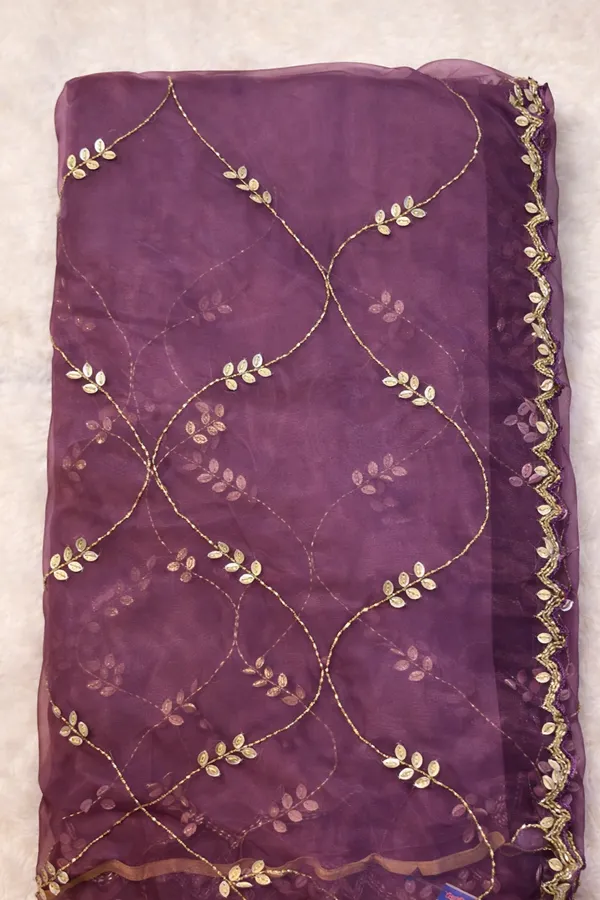 Purple_Embroidered_Organza_Saree_With_Golden_Leaf_Motifs_And_Scalloped_Border