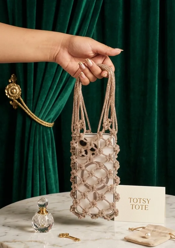 Loom_Potli_Crystal_Mesh_Phone_Crossbody_Bag_For_Women