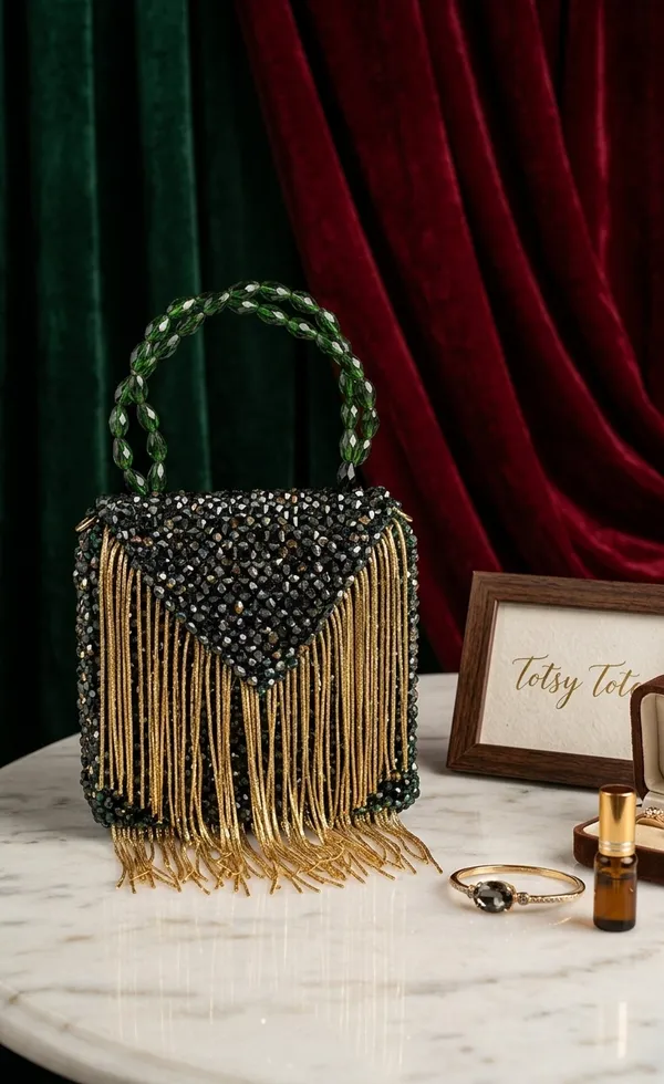 Pocket_Glam__Beaded_with_silver_fringes_Handbag_For_Women