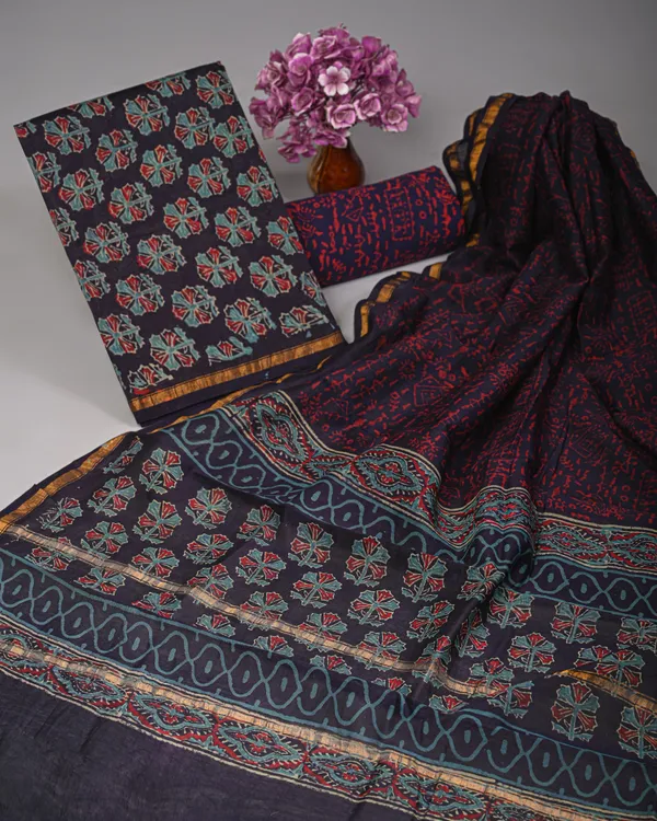 Black_And_Maroon_Traditional_Block_Printed_Cotton_Suit_Set_With_Dupatta_Chanderi_Suit