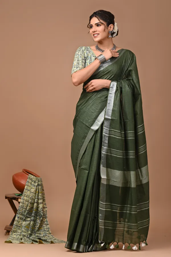 Plain_Linen_Saree