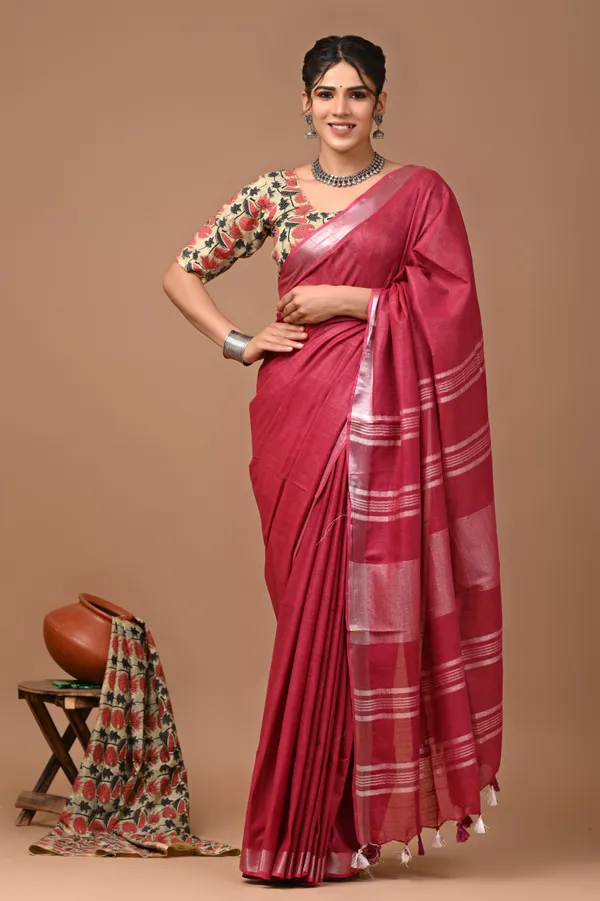 Plain_Linen_Saree