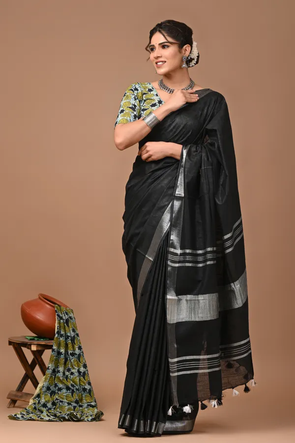 Plain_Linen_Saree