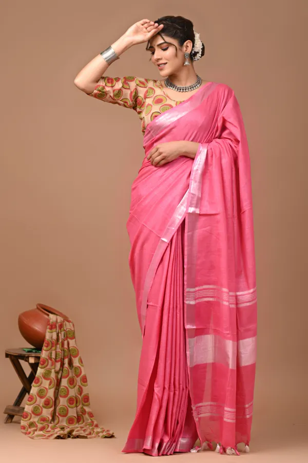 Plain_Linen_Saree