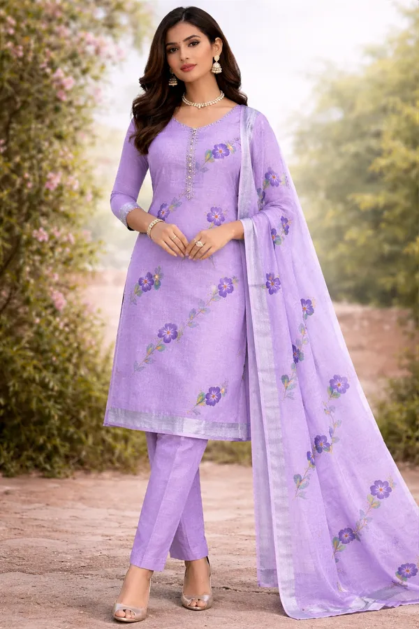 Lavender_Floral_Embroidered_Organza_Linen_Suit