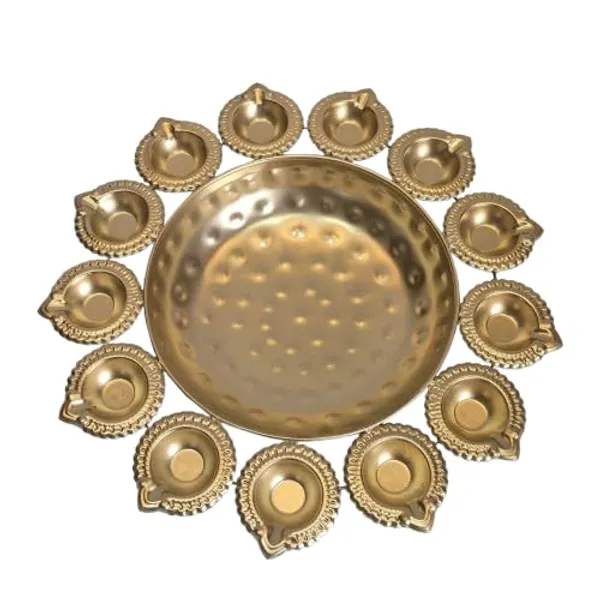 Diya_Shape_Gold_Polish_Metal_Decorative_Urli_Bowl_Set_Handcrafted_Flower_Floating_Candle_Holder_For_Home_Table_Diwali_Decoration_Set_Of_1
